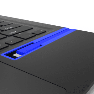 Le lapdock MiraBook et son cable USB type C en version bleu transforme votre smartphone en ordinateur portable